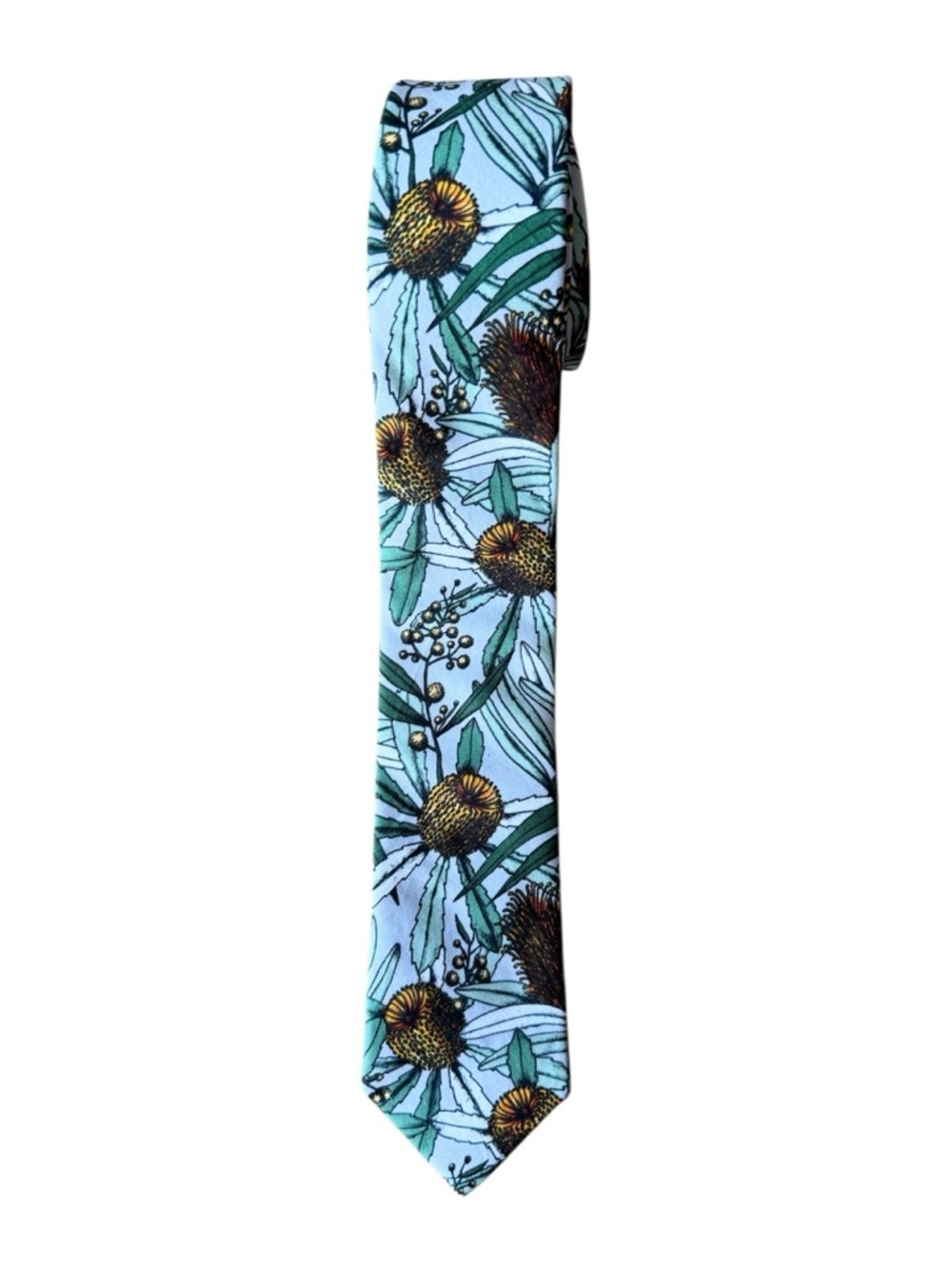 Peggy and Finn Banksia Cotton Tie Grey Floral Cotton Menswear Office Suit